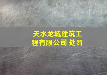 天水龙城建筑工程有限公司 处罚